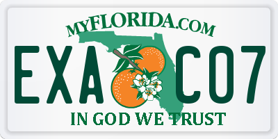 FL license plate EXAC07