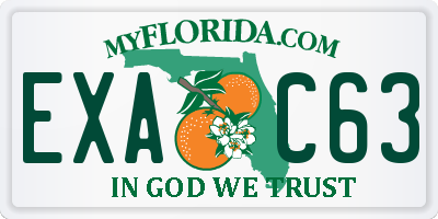 FL license plate EXAC63