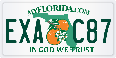FL license plate EXAC87