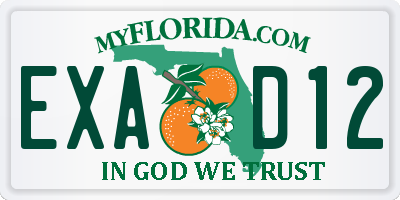 FL license plate EXAD12