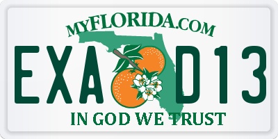 FL license plate EXAD13