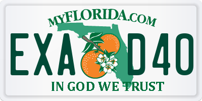 FL license plate EXAD40