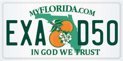 FL license plate EXAD50