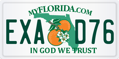 FL license plate EXAD76