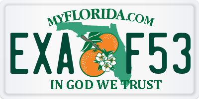 FL license plate EXAF53