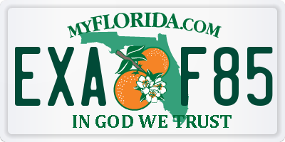 FL license plate EXAF85