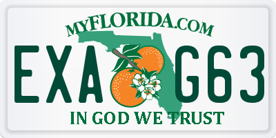 FL license plate EXAG63