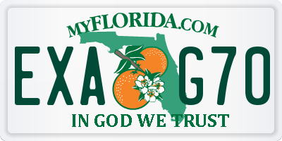 FL license plate EXAG70