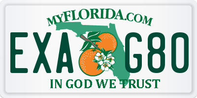 FL license plate EXAG80