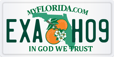 FL license plate EXAH09