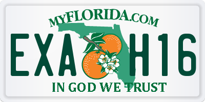 FL license plate EXAH16