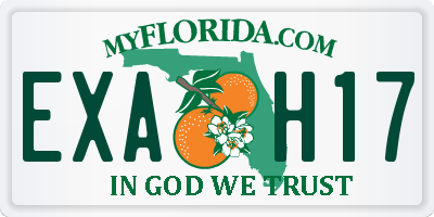 FL license plate EXAH17