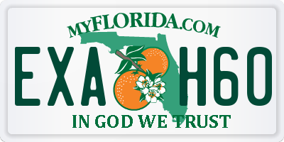 FL license plate EXAH60