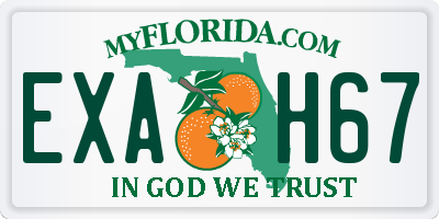 FL license plate EXAH67