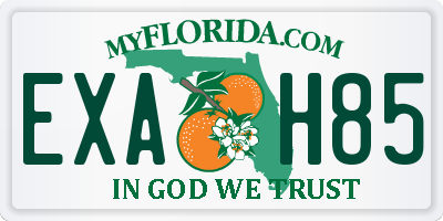 FL license plate EXAH85