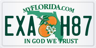 FL license plate EXAH87