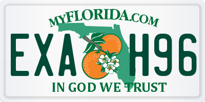 FL license plate EXAH96