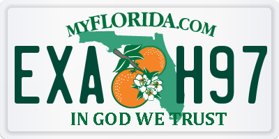 FL license plate EXAH97