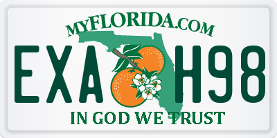 FL license plate EXAH98