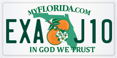 FL license plate EXAJ10