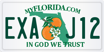 FL license plate EXAJ12