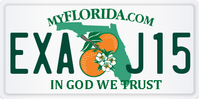 FL license plate EXAJ15