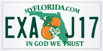 FL license plate EXAJ17