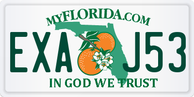 FL license plate EXAJ53