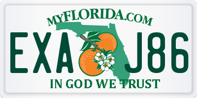 FL license plate EXAJ86