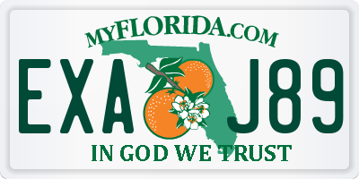 FL license plate EXAJ89