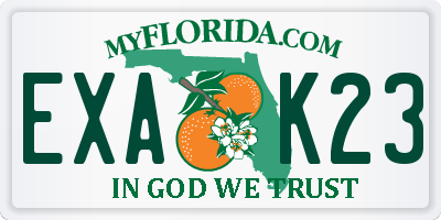 FL license plate EXAK23