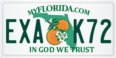 FL license plate EXAK72