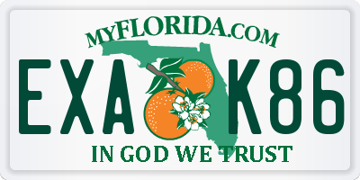 FL license plate EXAK86