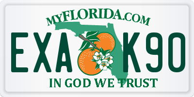 FL license plate EXAK90