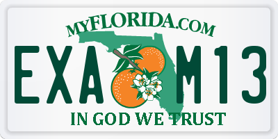 FL license plate EXAM13