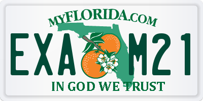 FL license plate EXAM21