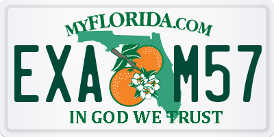 FL license plate EXAM57