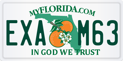 FL license plate EXAM63