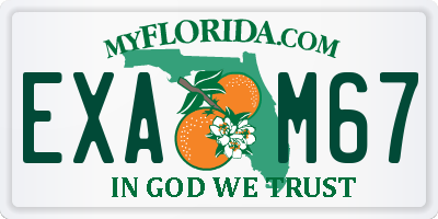 FL license plate EXAM67