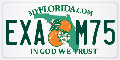 FL license plate EXAM75