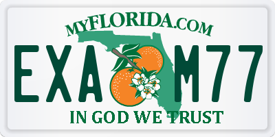 FL license plate EXAM77