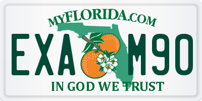 FL license plate EXAM90