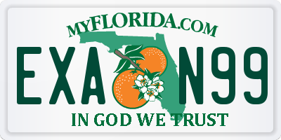 FL license plate EXAN99