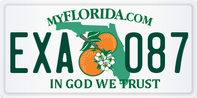 FL license plate EXAO87
