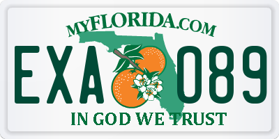 FL license plate EXAO89