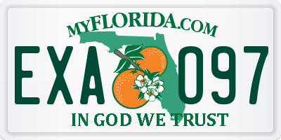 FL license plate EXAO97