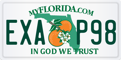 FL license plate EXAP98