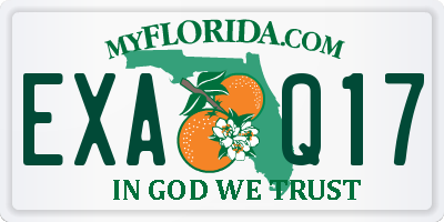 FL license plate EXAQ17