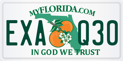 FL license plate EXAQ30