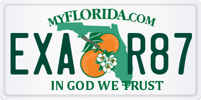 FL license plate EXAR87